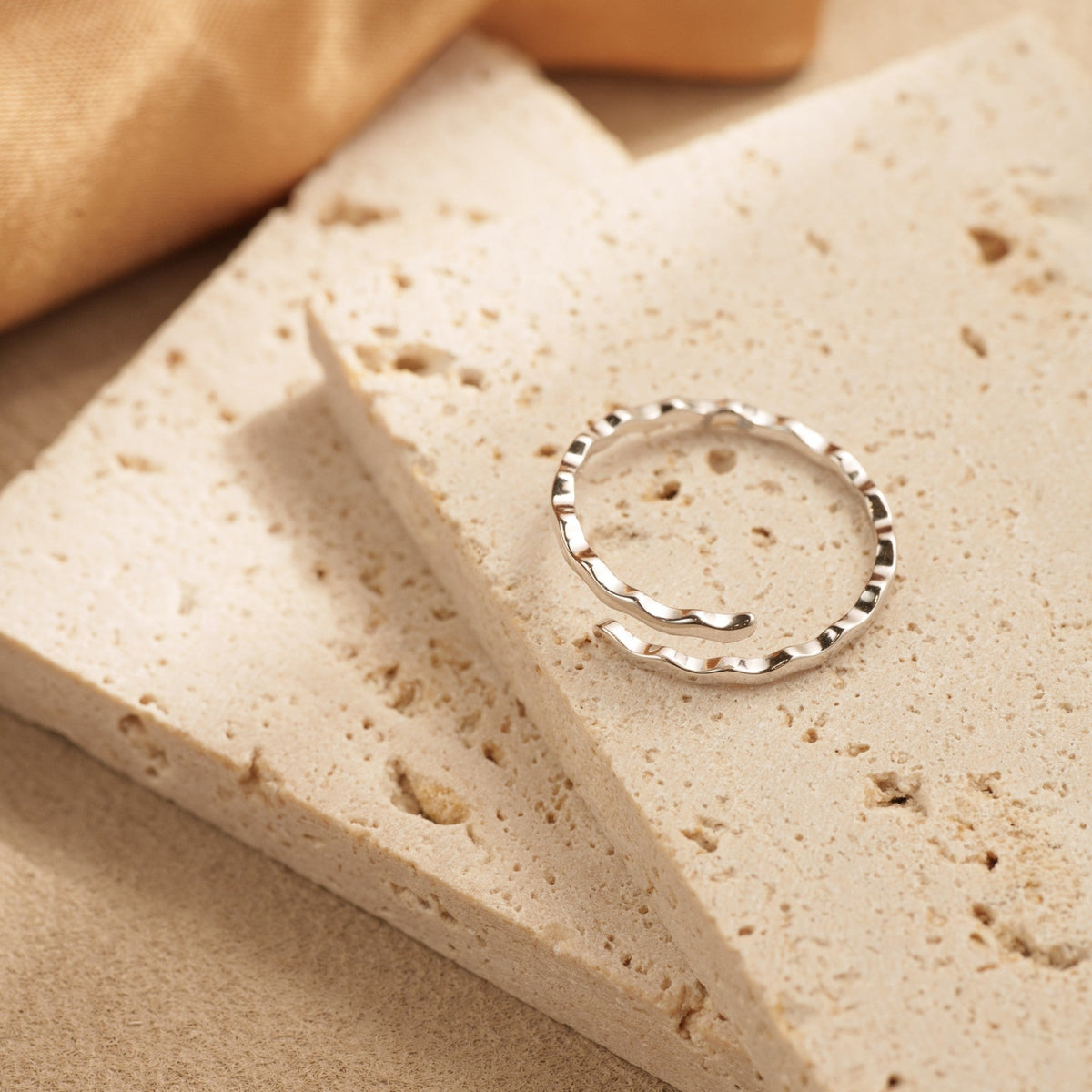 Ripple Waves Adjustable Open Ring – 925 Silver with 18K Gold Plating – Detail and Craftsmanship | ARTTOO STUDIO