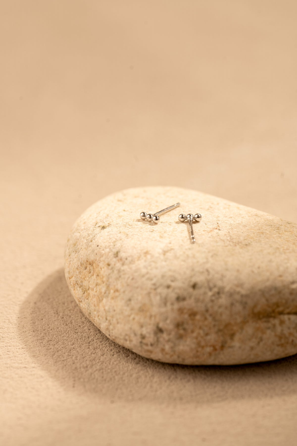Triple Ball Stud Earrings – 925 Silver with 18K Gold/Platinum Plating – View 4 | ARTTOO STUDIO