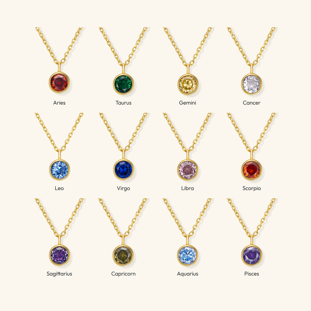 Zodiac Birthstone Necklace – 925 Silver with 18K Gold Plating – Minimalist Jewelry | ARTTOO STUDIO