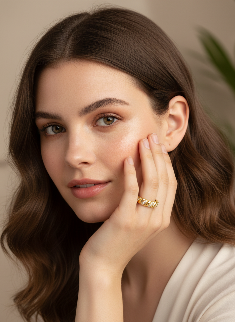 Twisted Pavé Band Ring – 925 Silver with 18K Gold/Platinum Plating – Lifestyle & On-Model Look | ARTTOO STUDIO
