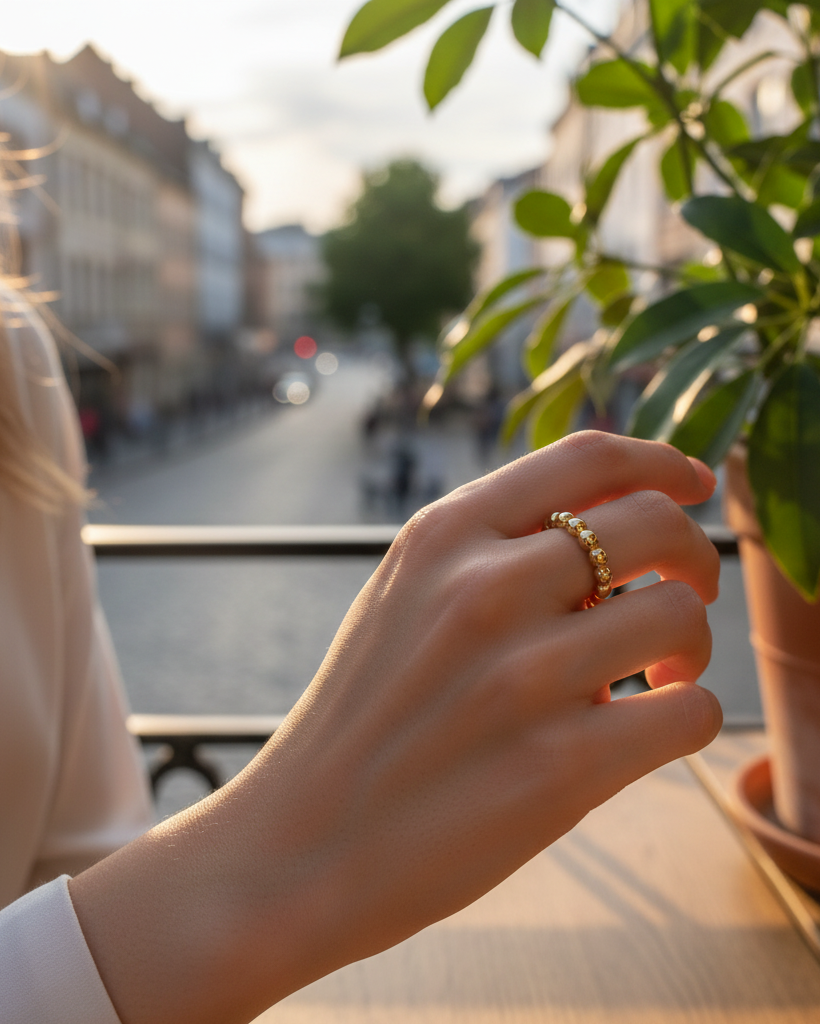 Polished Bead Ring – Dainty 925 Silver Earrings in Gold or Silver – View 6 | ARTTOO STUDIO