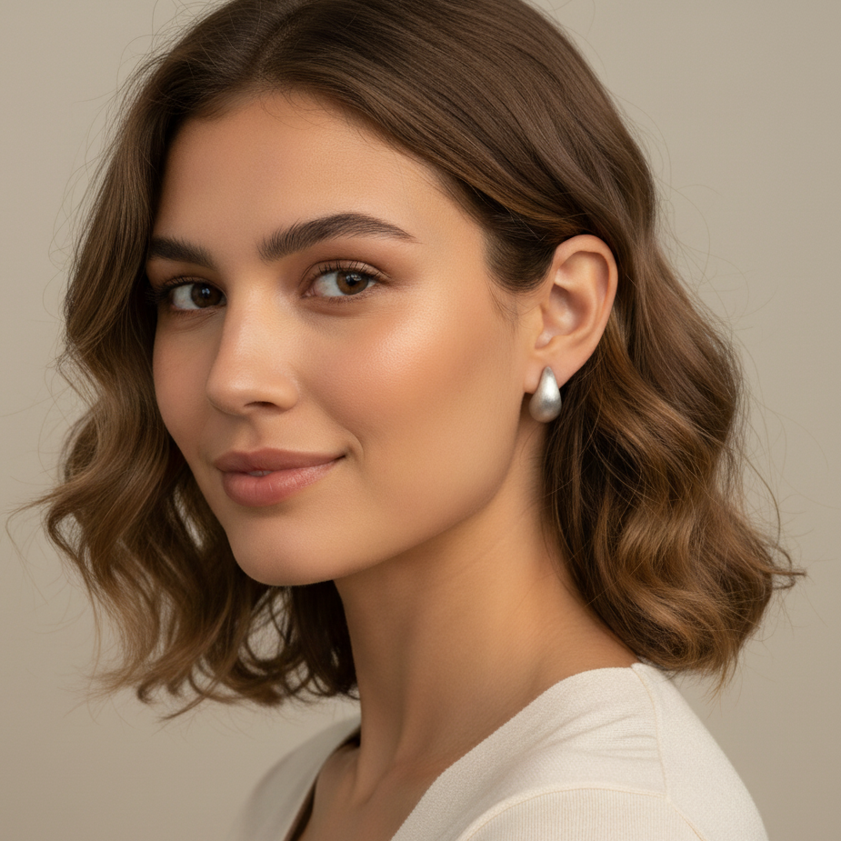 Raindrop Stud Earrings – 925 Silver with 18K Gold Plating – Detail and Craftsmanship | ARTTOO STUDIO