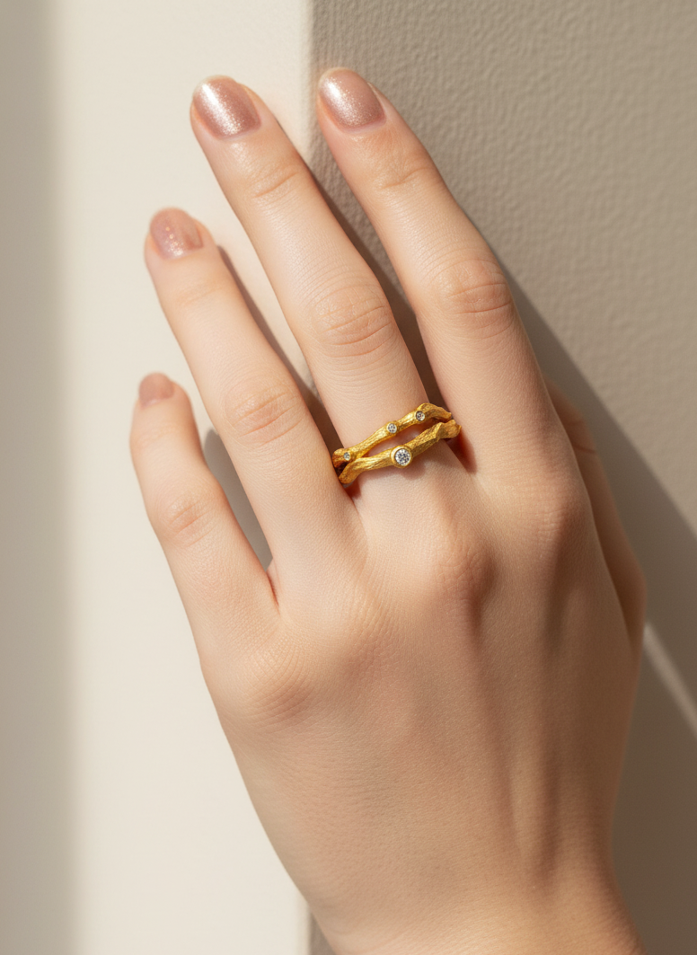 Starlit Branches Ring – 925 Silver with 18K Gold Plating – Detail and Craftsmanship | ARTTOO STUDIO