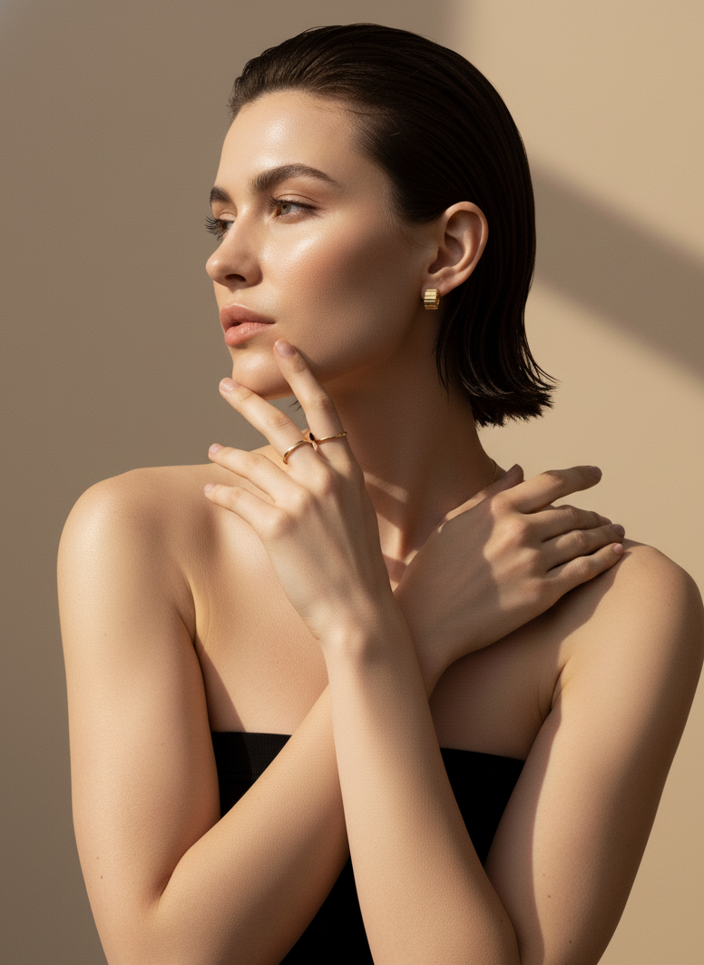 Irregular C-Shaped Hoop Earrings – 18K Gold Vermeil on 925 Silver – View 8 | ARTTOO STUDIO