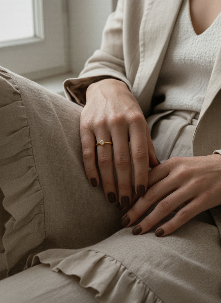Elegant Zircon Stacking Ring – 20K Gold/Platinum Plated on 925 Silver – View 5 | ARTTOO STUDIO