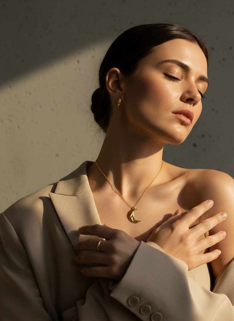 Moonlit Sea Pendant Necklace – 18K Gold Vermeil on 925 Silver – Detail and Craftsmanship | ARTTOO STUDIO