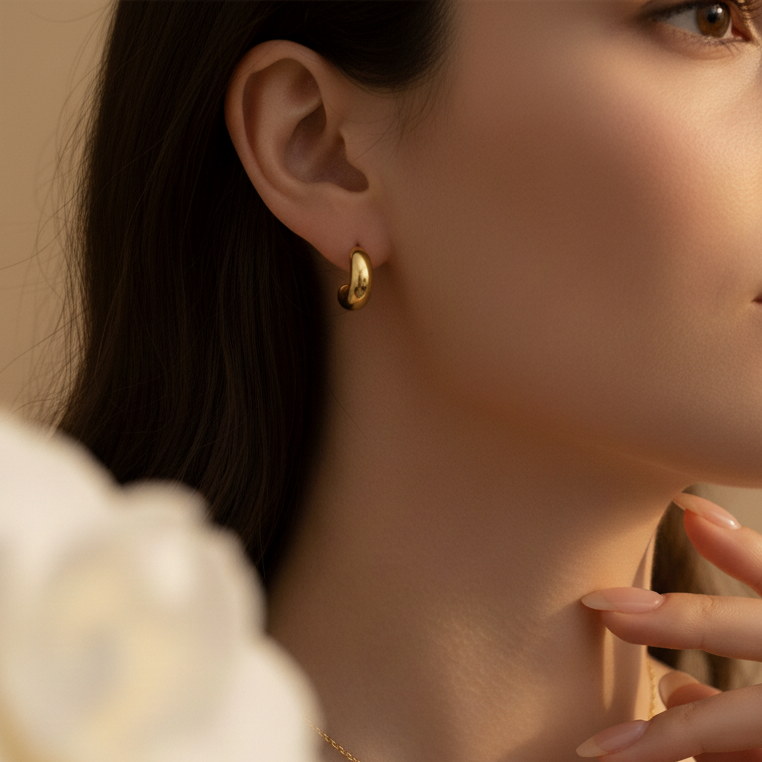 Glint Ripple Hoop Earrings – 925 Silver with 18K Gold Plating – Detail and Craftsmanship | ARTTOO STUDIO