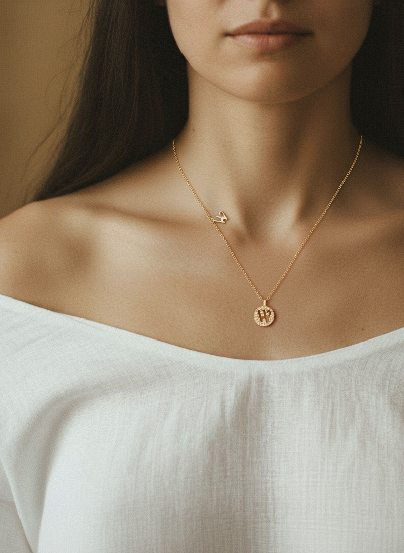 Alphabet Pendant Necklace – Personalized 925 Silver with 18K Gold Plating – View 4 | ARTTOO STUDIO
