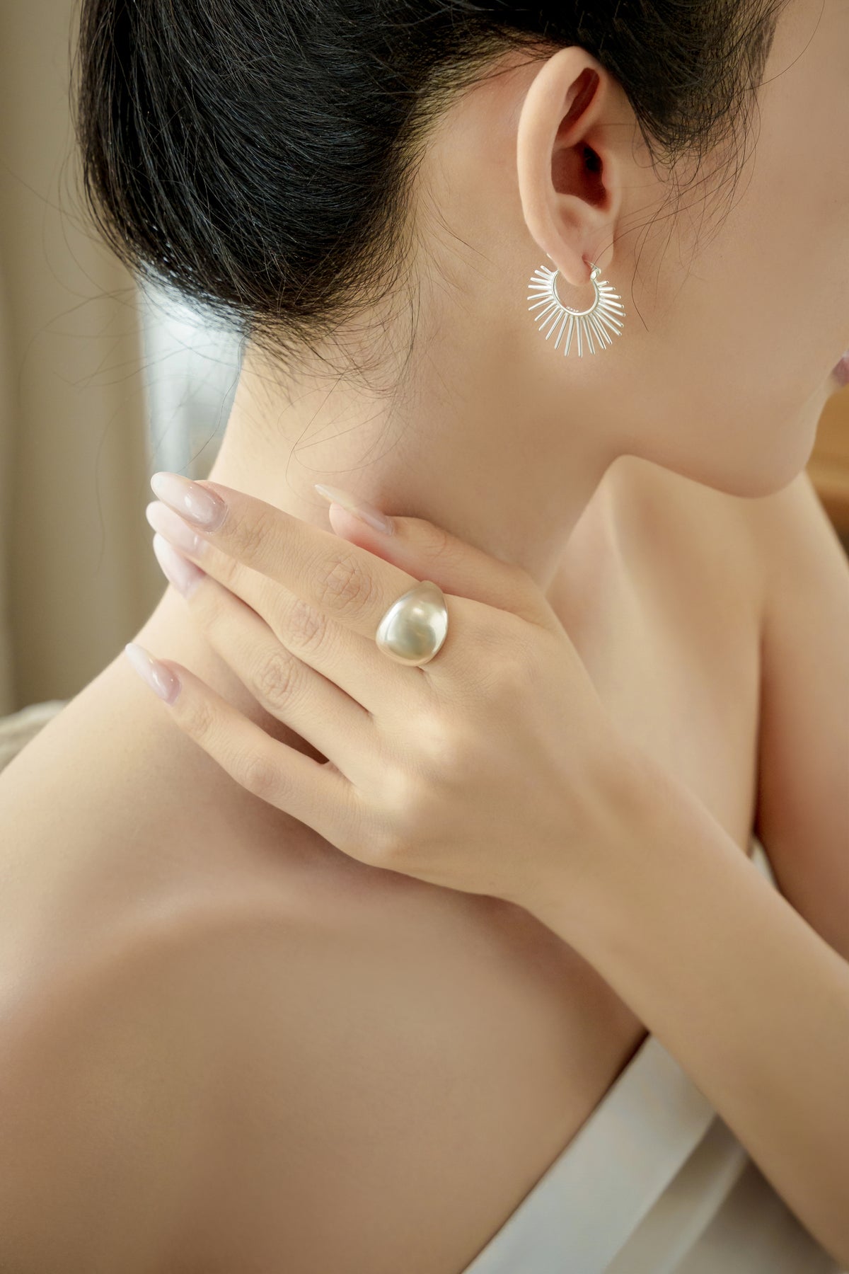 Matte Arc Ring – 925 Silver with Brushed Finish – View 7 | ARTTOO STUDIO