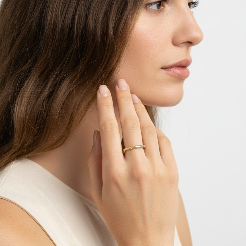 Starlit Glow Adjustable Ring – Irregular Hollow Texture, 18K Gold Vermeil on 925 Silver – View 4 | ARTTOO STUDIO