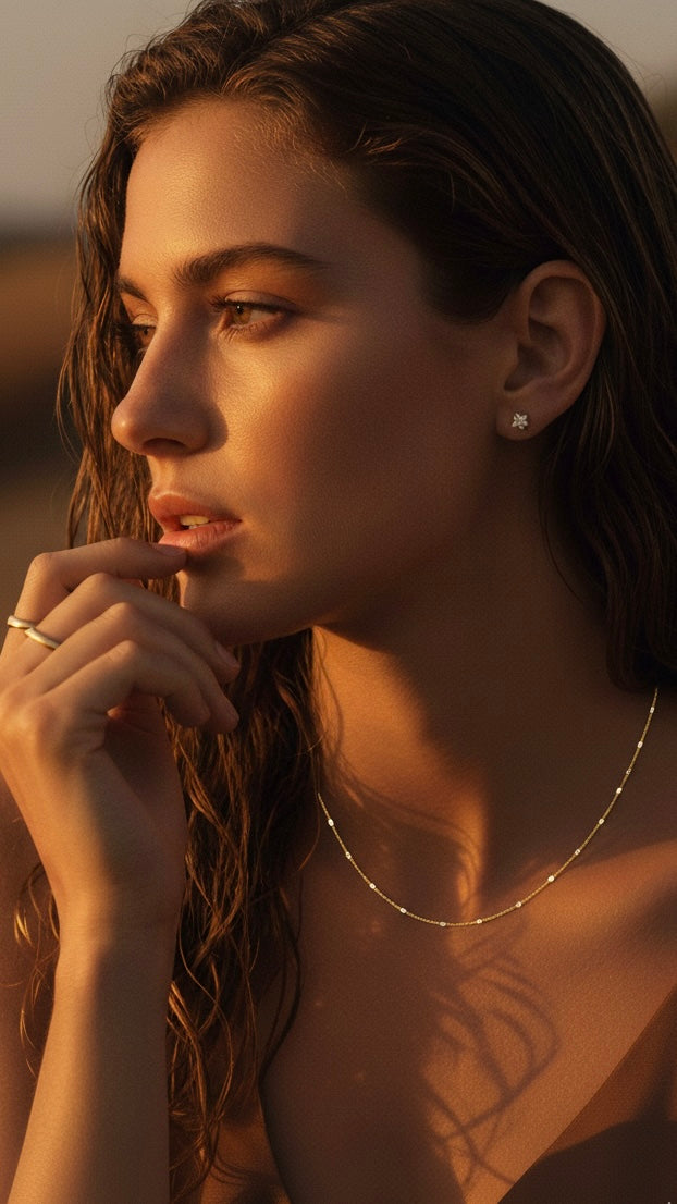 Shimmering Disc Chain Necklace – 925 Silver with 18K Gold Plating – View 8 | ARTTOO STUDIO