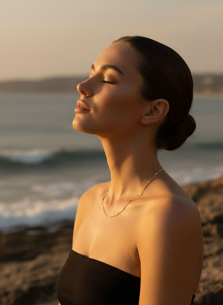 Shimmering Disc Chain Necklace – 925 Silver with 18K Gold Plating – View 7 | ARTTOO STUDIO
