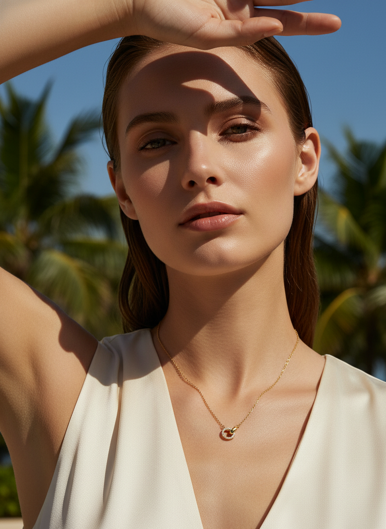 Eternal Link Double Circle Necklace – 18K Gold Vermeil on 925 Silver – View 5 | ARTTOO STUDIO