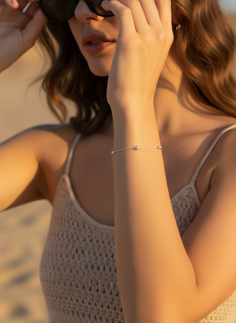 Orbit Beads Bracelet – 925 Silver Minimalist Chain – View 7 | ARTTOO STUDIO