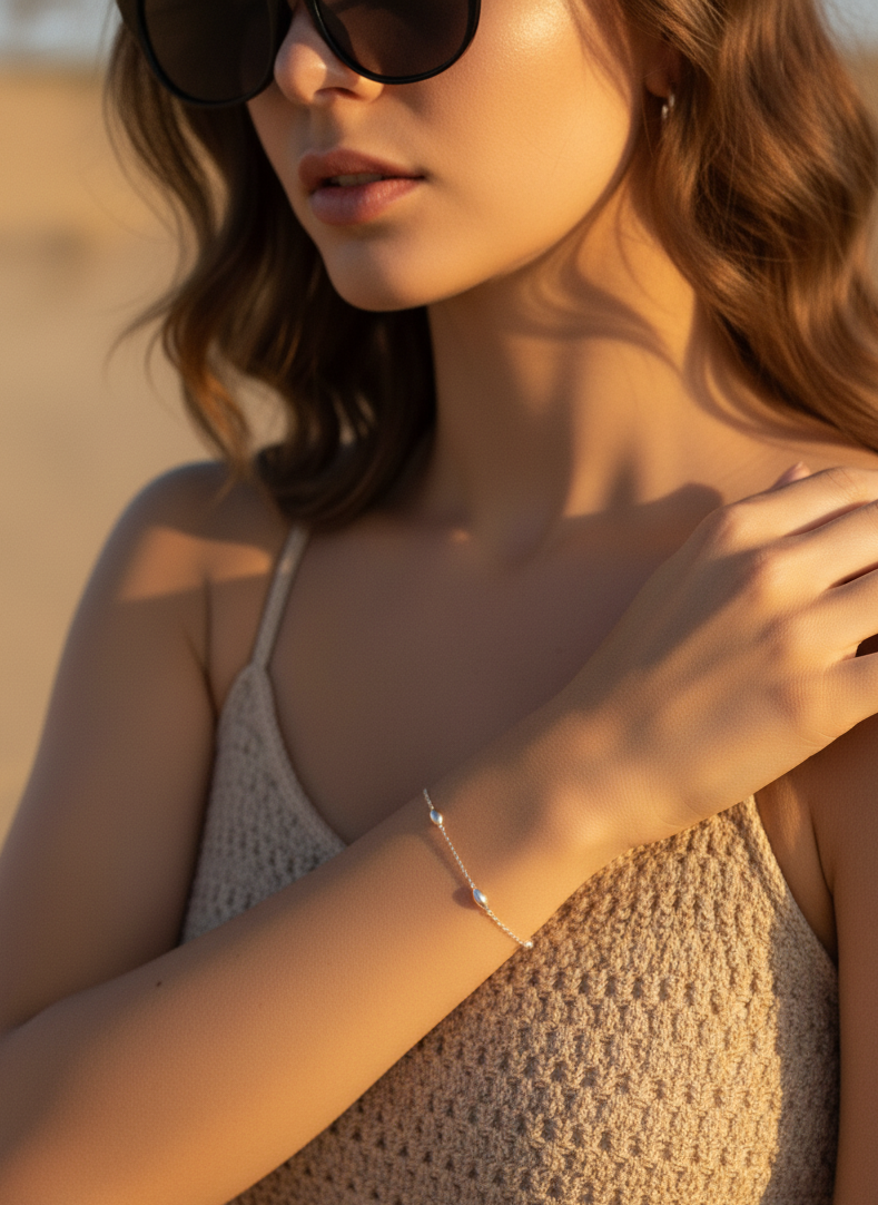 Orbit Beads Bracelet – 925 Silver Minimalist Chain – View 8 | ARTTOO STUDIO