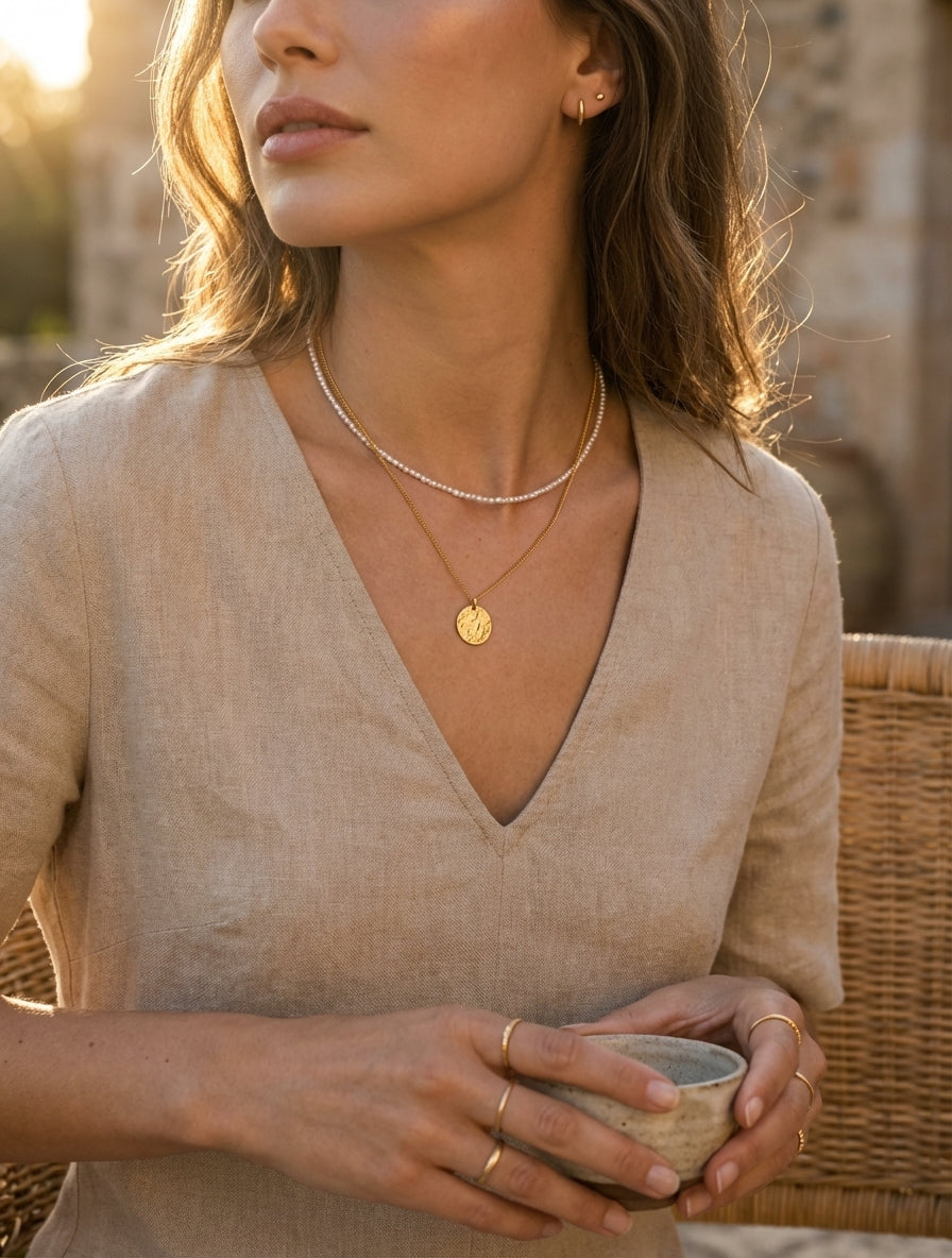 Halo Ripple Irregular Pendant Necklace – 925 Silver with 18K Gold Plating – Detail and Craftsmanship | ARTTOO STUDIO