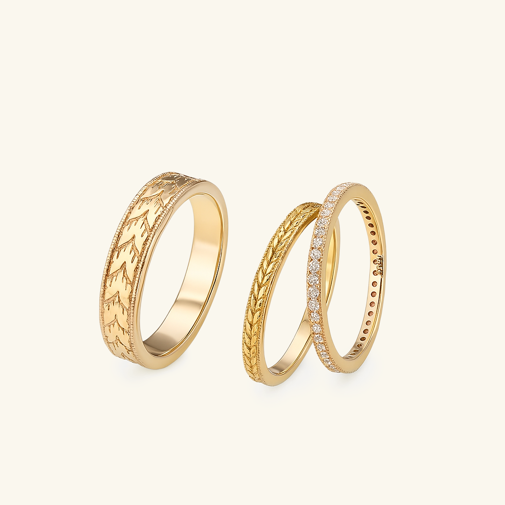 Roman Oath Columns Couple Rings – 18K Gold Vermeil on 925 Silver – Minimalist Jewelry | ARTTOO STUDIO