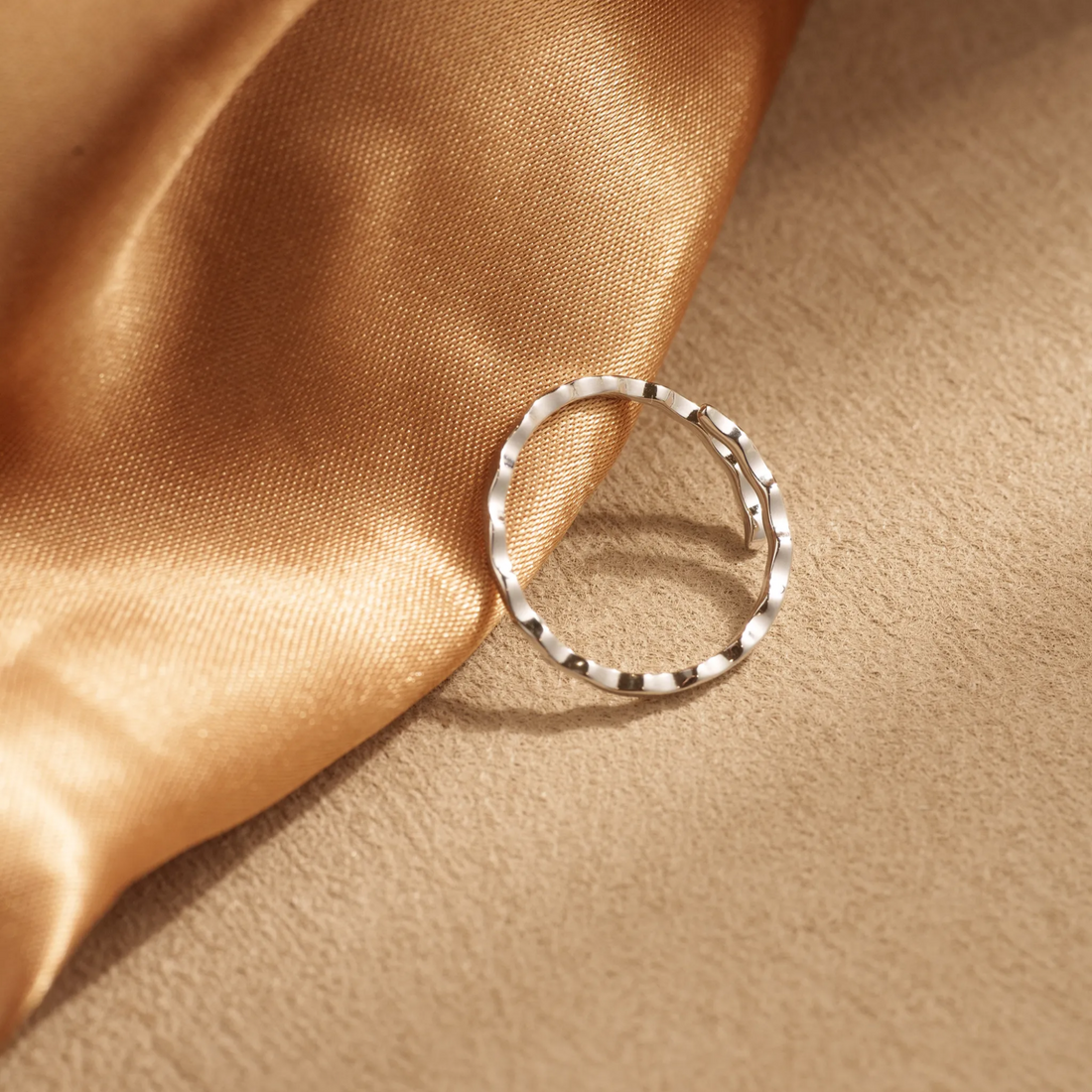 Ripple Waves Adjustable Open Ring – 925 Silver with 18K Gold Plating – View 6 | ARTTOO STUDIO